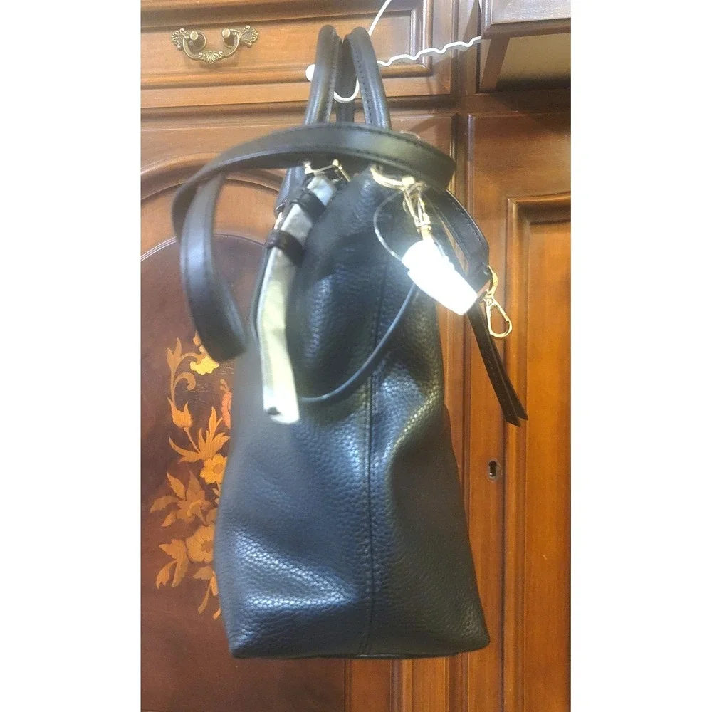 Michael Kors Austen Medium Leather Satchel Purse, Black